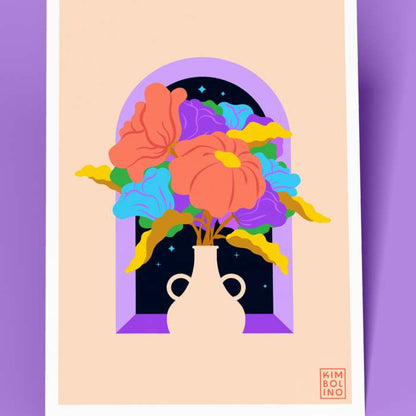 Floral window art print serene by Kimbolino - Flower Guy