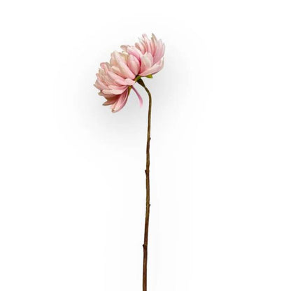 Single stem of Dahlia Mum Pink artificial flower with delicate pink petals on a tall, slender stem.