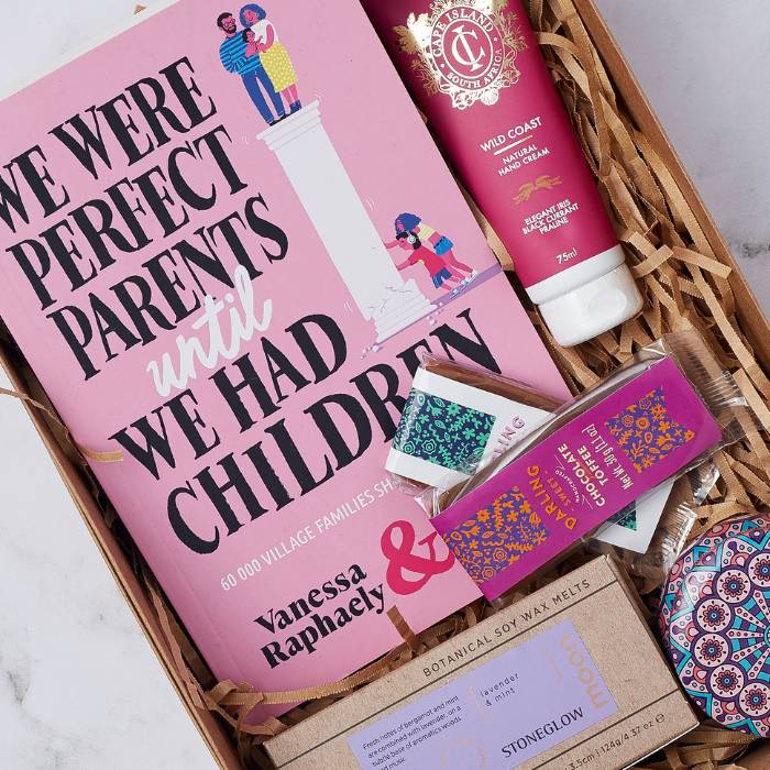 Beautifully presented Parent's Pause Gift Box with thoughtful items designed to bring relaxation and joy to parents.